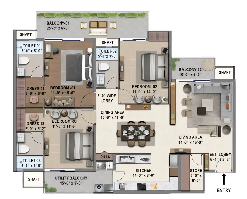 3 BHK — 2,150 Sq.Ft.